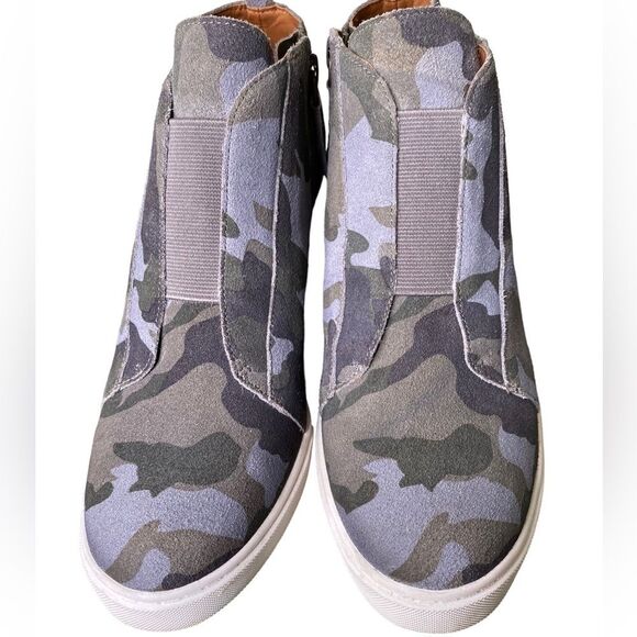 Paolo Felicia Muted Camo Platform Wedge Sneaker Booties Side Zipper Size 6 - Picture 5 of 10